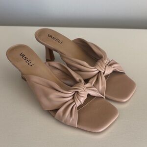 Vaneli Blush Knot Leather Slide Mules